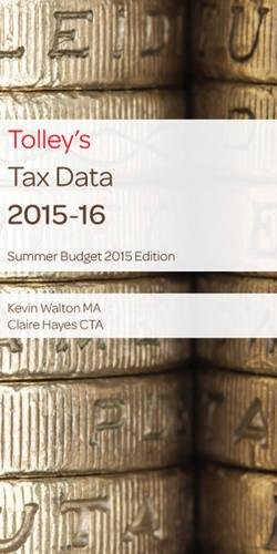 9780754550815: Tolley's Tax Data 2015-16 (Summer Budget edition)