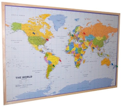 9780755809882: World Pinboard Map Wood Framed (plus flag pins)