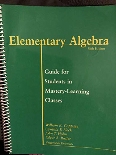 Stock image for Elementary Algebra 4th Ed guide for students in mastery learning Class for sale by HPB-Emerald