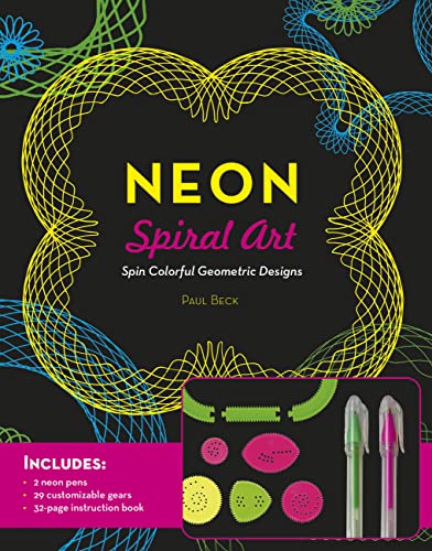 Stock image for Neon Spiral Art: Spin Colorful Geometric Designs - Includes: 2 neon pens, 29 customizable gears, 32-page instruction book for sale by PlumCircle