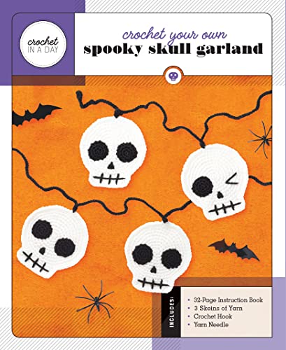 Imagen de archivo de Crochet Your Own Spooky Skull Garland Includes: 32-Page Instruction Book, 3 Skeins of Yarn, Crochet Hook, Yarn Needle a la venta por TextbookRush