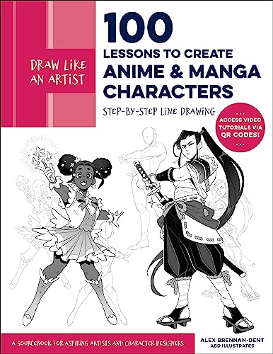 9780760385715: Draw Like an Artist: 100 Lessons to Create Anime and Manga Characters: Step-by-Step Line Drawing - A Sourcebook for Aspiring Artists and Character Designers - Access video tutorials via QR codes! (8)
