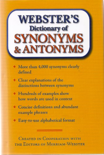 Stock image for Webster's Dictionary of Synonyms & Antonyms for sale by Better World Books