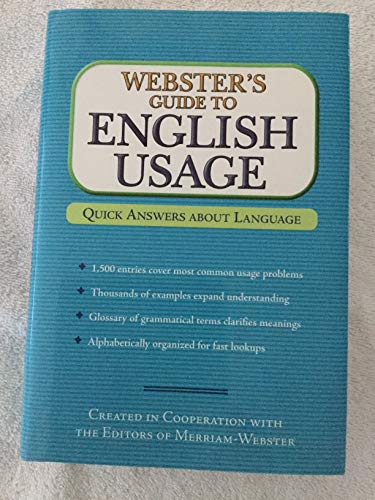 Imagen de archivo de Webster's Guide to English Usage (Created in Cooperation with the Editors of Merriam-Webster) a la venta por Wonder Book