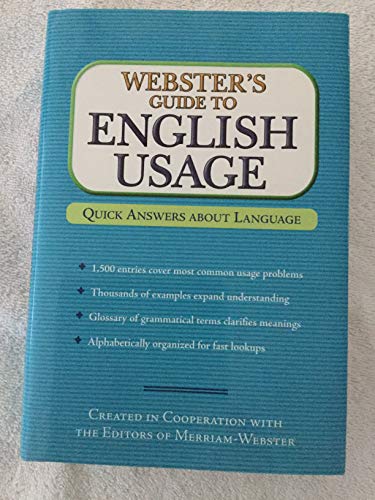 Stock image for Webster's Guide to English Usage (Created in Cooperation with the Editors of Merriam-Webster) for sale by Wonder Book