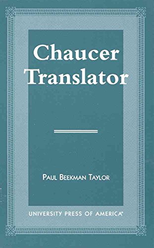 Stock image for Chaucer Translator for sale by Michael Lyons