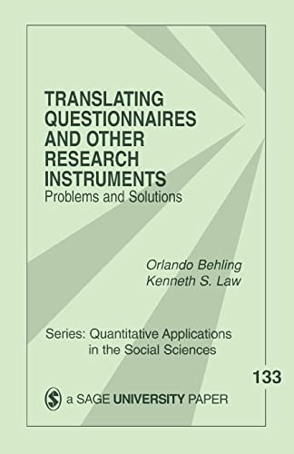 Stock image for Translating Questionnaires and Other Research Instruments: Problems and Solutions (Quantitative Applications in the Social Sciences) for sale by HPB-Red