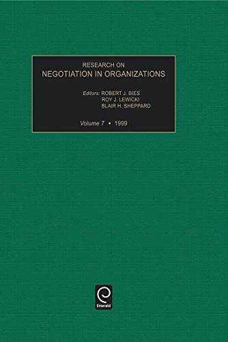9780762303144: Research on Negotiation in Organizations (Research on Negotiation in Organizations, 7)