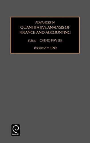 Stock image for Advances in Quantitative Analysis of Finance and Accounting, Volume 7 for sale by Zubal-Books, Since 1961