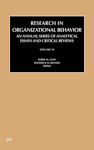 Stock image for Research in Organizational Behavior. for sale by SKULIMA Wiss. Versandbuchhandlung