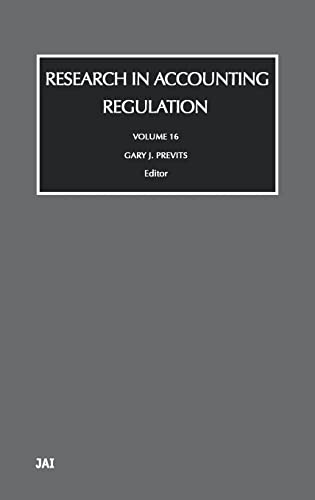 Stock image for Research in Accounting Regulation (Volume 16) [Hardcover] Previts, Gary for sale by Basi6 International
