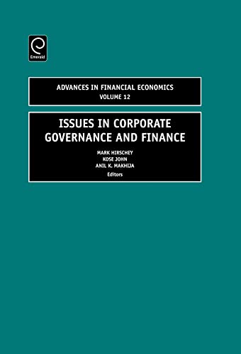 Stock image for Issues in Corporate Governance and Finance, Volume 12 (Advances in Financial Economics) for sale by Brook Bookstore