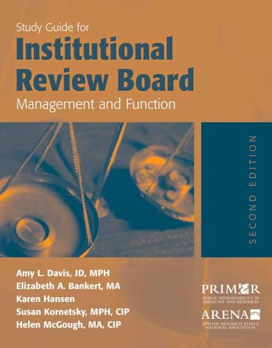 Imagen de archivo de Study Guide for Institutional Review Board Management and Function a la venta por HPB-Red