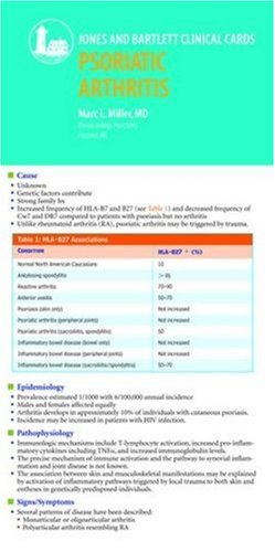 J & B Clinical Card: Psoriatic Arthritis (9780763775889) by Miller, Marc L.
