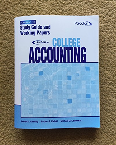 Beispielbild fr College Accounting : Study Guide and Working Papers, 1-12 zum Verkauf von Better World Books