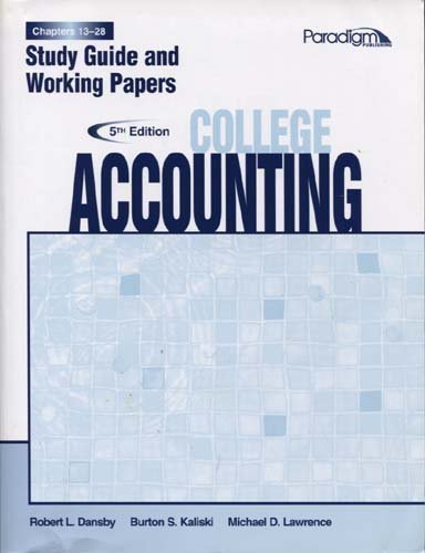 Stock image for College Accounting Chapters 13-28 Study Guide and Working Papers, Fifth Edition for sale by Orion Tech