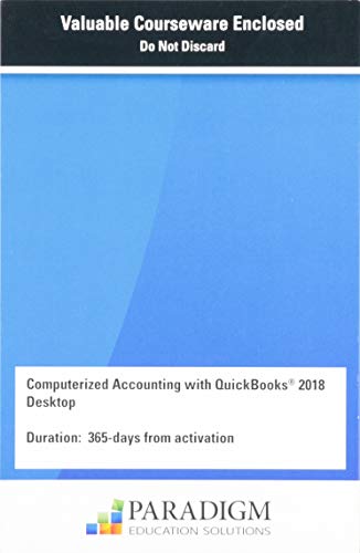 Stock image for Computerized Accounting with Quickbooks 2018 Desktop eBook 12-Mo for sale by One Planet Books
