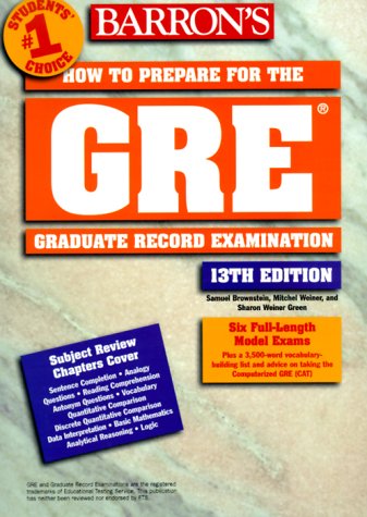 Imagen de archivo de How to Prepare for the Gre: Graduate Record Examination (Barron's How to Prepare for the Graduate Record Examination) a la venta por HPB-Red