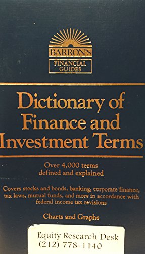 Beispielbild fr Dictionary of Finance and Investment Terms zum Verkauf von Better World Books