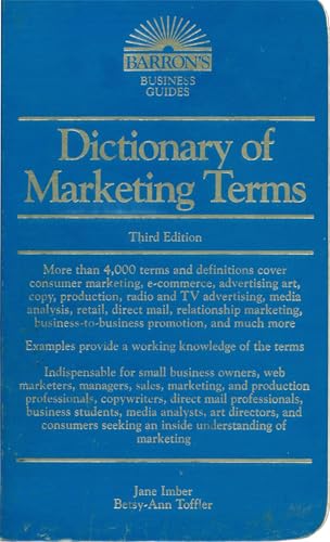 Beispielbild fr Dictionary of Marketing Terms (Barron's Business Guides) zum Verkauf von Wonder Book