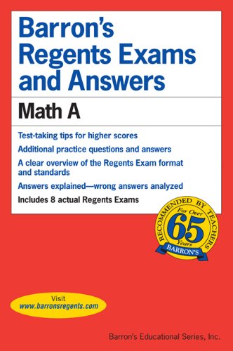 Imagen de archivo de Math A (Barrons Regents Exams and Answers Books) a la venta por Ebooksweb