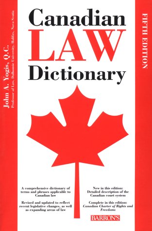 Beispielbild fr Canadian Law Dictionary zum Verkauf von Better World Books