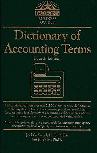 Beispielbild fr Dictionary of Accounting Terms (Barron's Business Guides) zum Verkauf von Wonder Book