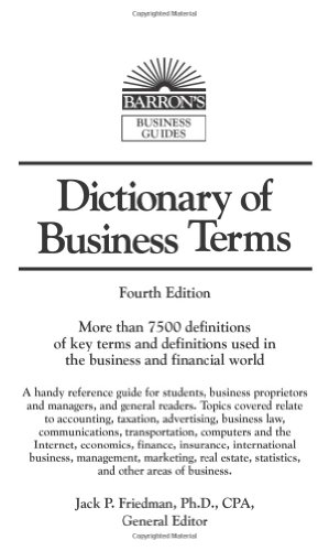 Beispielbild fr Dictionary of Business Terms (Barron's Business Guides) zum Verkauf von Wonder Book