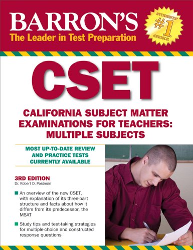 Beispielbild fr Barron's CSET: California Subject Matter Exams for Teachers: Multiple Subjects zum Verkauf von SecondSale