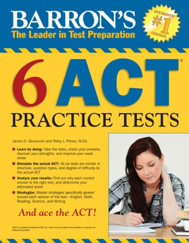 Stock image for Barron's 6 ACT Practice Tests for sale by Better World Books: West