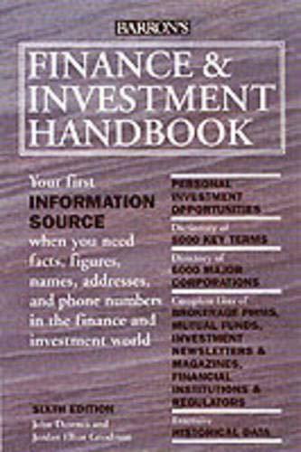 Beispielbild fr Finance and Investment Handbook zum Verkauf von Half Price Books Inc.