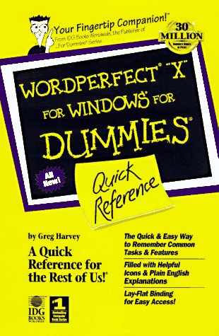 Imagen de archivo de Wordperfect 8 for Windows for Dummies: Quick Reference a la venta por HPB-Red