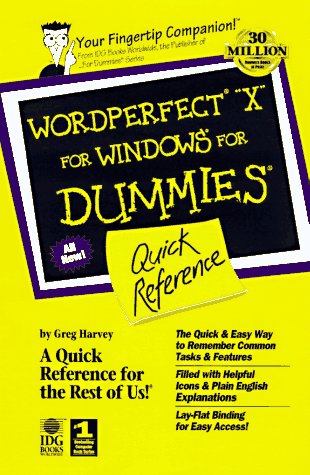 Wordperfect 8 for Windows for Dummies: Quick Reference (9780764501593) by Harvey, Greg