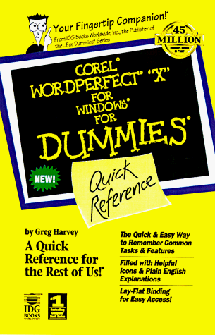 Wordperfect 9 for Windows for Dummies: Quick Reference (9780764504280) by Harvey, Greg