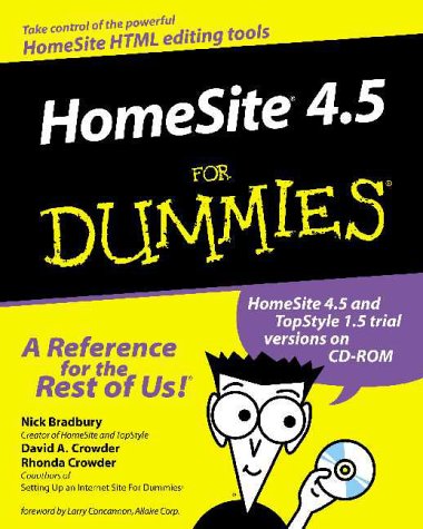 Homesite 4.5 for Dummies (9780764507076) by Bradbury, Nick; Crowder, David; Crowder, Rhonda