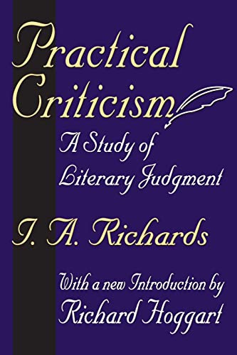 Beispielbild fr Practical Criticism: A Study of Literary Judgment zum Verkauf von Blackwell's