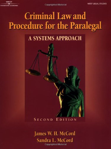 Imagen de archivo de Criminal Law & Procedure for the Paralegal: A Systems Approach a la venta por HPB-Red