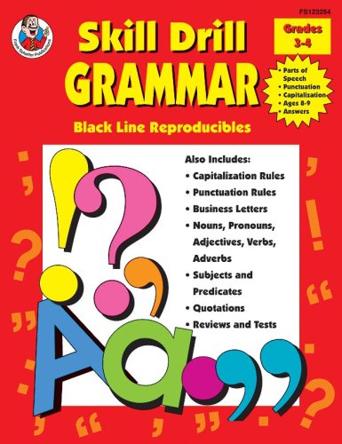 Imagen de archivo de Skill Drill Grammar, Grades 3 to 4 (Black Line Reproducibles) a la venta por Front Cover Books