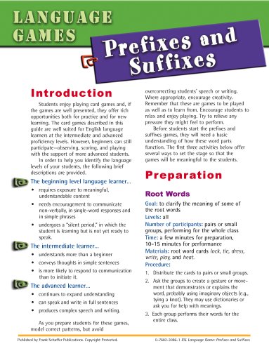 ESL Language Game: Prefixes and Suffixes (9780768230864) by Carson-Dellosa Publishing