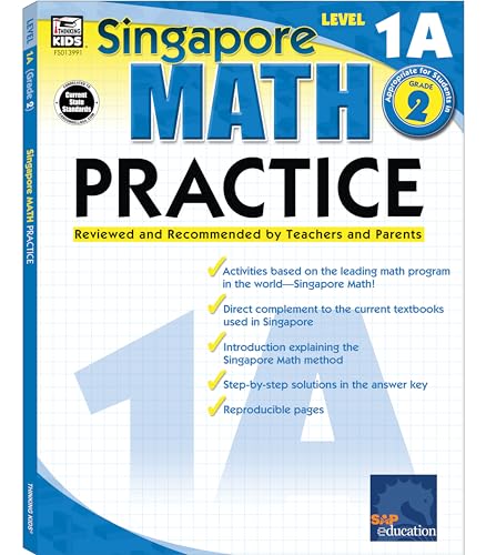 Beispielbild fr Singapore Math Practice Workbook  Level 1A, Grade 2 Math Book, Adding and Subtracting, Ordinal Numbers, Number Bonds, Identifying Shapes and Patterns (128 pgs) zum Verkauf von -OnTimeBooks-
