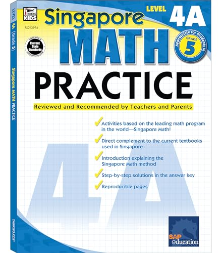 Stock image for Singapore Math ? Level 4A Math Practice Workbook for 5th Grade, Paperback, Ages 10?11 with Answer Key for sale by Ergodebooks