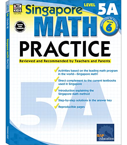9780768239959: Singapore Math – Level 5A Math Practice Workbook for 6th Grade, Paperback, Ages 11–12 with Answer Key