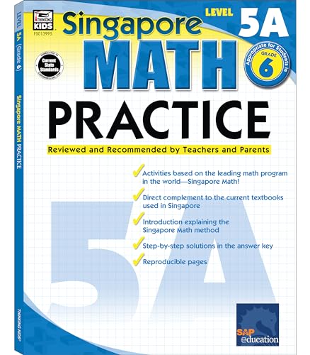 Singapore Math   Level 5A Math Practice Workbook for 6th Grade, Paperback, Ages 11 12 with Answer...