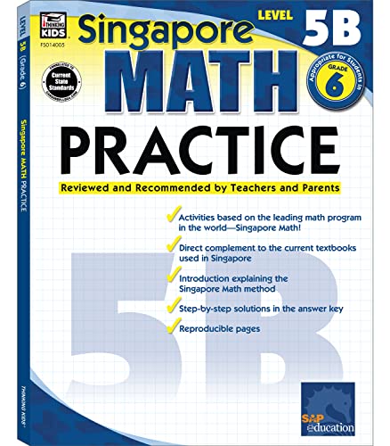 Imagen de archivo de Singapore Math ? Level 5B Math Practice Workbook for 6th Grade, Paperback, Ages 11?12 with Answer Key a la venta por Ergodebooks