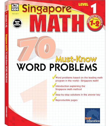 Imagen de archivo de Singapore Math ? 70 Must-Know Word Problems Workbook for 1st, 2nd Grade Math, Paperback, Ages 6?8 with Answer Key a la venta por Ergodebooks