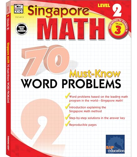 Singapore Math â" 70 Must-Know Word Problems Workbook for 3rd Grade Math, Paperback, Ages 8â"9 ...