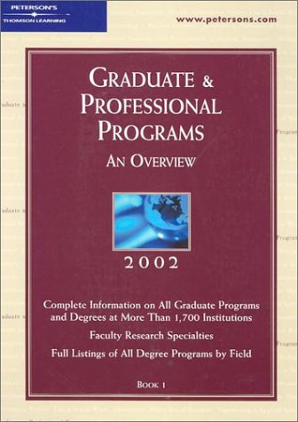 Stock image for Peterson's Graduate & Professional Programs 2002, Volume 1: An Overview for sale by HPB-Red