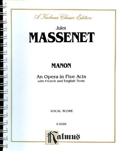 9780769269672: Manon: Vocal Score (Kalmus Edition)