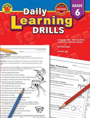 Imagen de archivo de Daily Learning Drills, Grade 6 a la venta por Better World Books