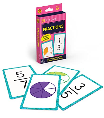 Imagen de archivo de Carson Dellosa Fraction Number Flash Cards for Kids Ages 8+, Math Flash Cards with Fraction Facts from Whole Number to Ninths, Grade 3, Grade 4 and Grade 5 - 54 Flash Cards a la venta por Ergodebooks